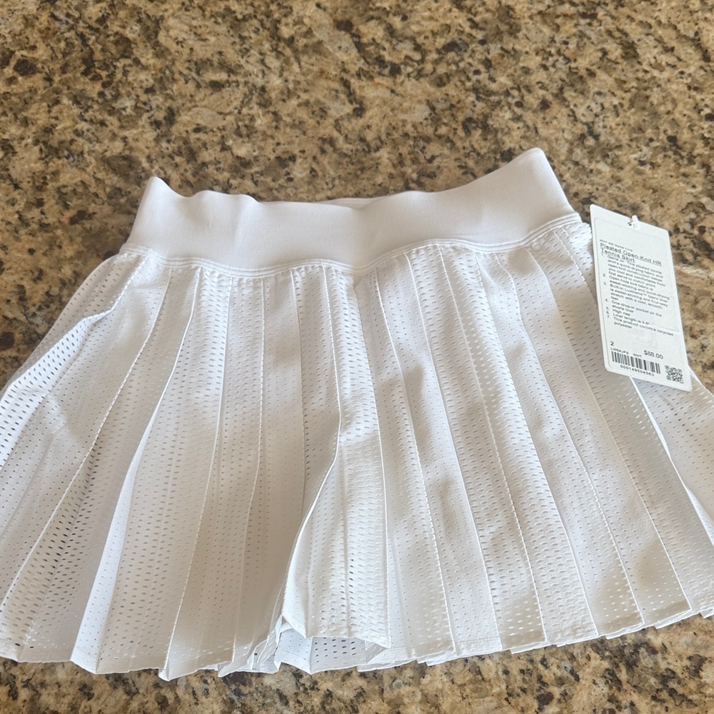 NWT Lululemon Pleated Open Knit HR White Tennis Skirt 2